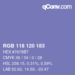 颜色代码: RGB 118 120 183 | qconv.com