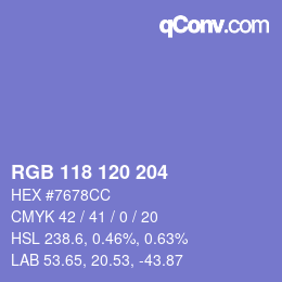 Color code: RGB 118 120 204 | qconv.com