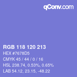 Color code: RGB 118 120 213 | qconv.com