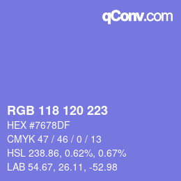 Color code: RGB 118 120 223 | qconv.com
