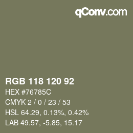 カラーコード: RGB 118 120 92 | qconv.com