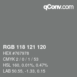 Color code: RGB 118 121 120 | qconv.com