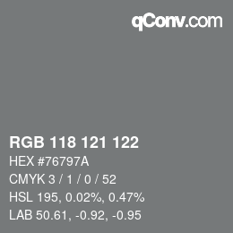 颜色代码: RGB 118 121 122 | qconv.com