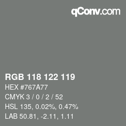 Farbcode: RGB 118 122 119 | qconv.com