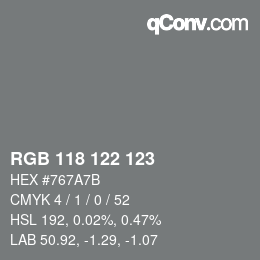 カラーコード: RGB 118 122 123 | qconv.com