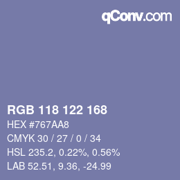 颜色代码: RGB 118 122 168 | qconv.com