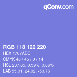 颜色代码: RGB 118 122 220 | qconv.com