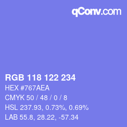 Color code: RGB 118 122 234 | qconv.com