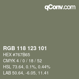 Código de color: RGB 118 123 101 | qconv.com