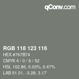 Color code: RGB 118 123 116 | qconv.com
