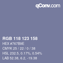 颜色代码: RGB 118 123 158 | qconv.com