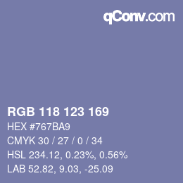 Farbcode: RGB 118 123 169 | qconv.com