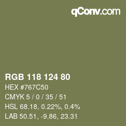 颜色代码: RGB 118 124 80 | qconv.com