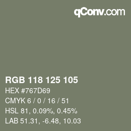 Code couleur: RGB 118 125 105 | qconv.com