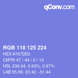 Color code: RGB 118 125 224 | qconv.com