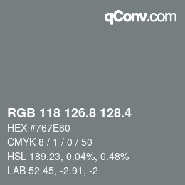 カラーコード: RGB 118 126.8 128.4 | qconv.com