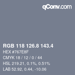 カラーコード: RGB 118 126.8 143.4 | qconv.com