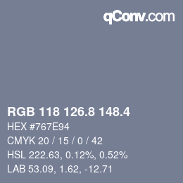 カラーコード: RGB 118 126.8 148.4 | qconv.com