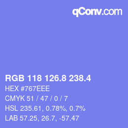 カラーコード: RGB 118 126.8 238.4 | qconv.com