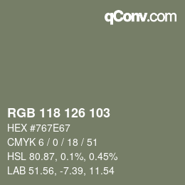 カラーコード: RGB 118 126 103 | qconv.com