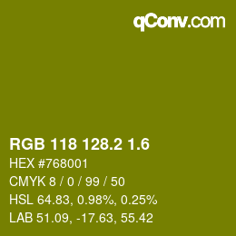 カラーコード: RGB 118 128.2 1.6 | qconv.com