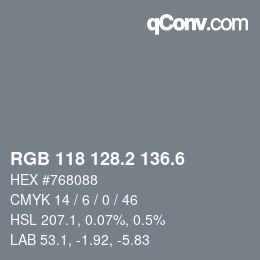 カラーコード: RGB 118 128.2 136.6 | qconv.com