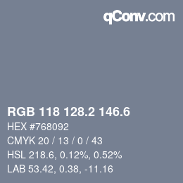 カラーコード: RGB 118 128.2 146.6 | qconv.com