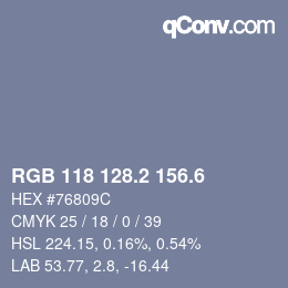 カラーコード: RGB 118 128.2 156.6 | qconv.com