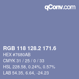 カラーコード: RGB 118 128.2 171.6 | qconv.com