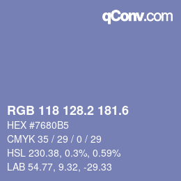 カラーコード: RGB 118 128.2 181.6 | qconv.com