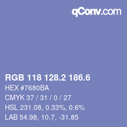 カラーコード: RGB 118 128.2 186.6 | qconv.com