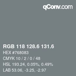 カラーコード: RGB 118 128.6 131.6 | qconv.com