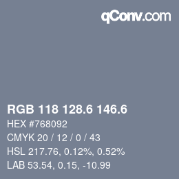 カラーコード: RGB 118 128.6 146.6 | qconv.com