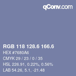 カラーコード: RGB 118 128.6 166.6 | qconv.com