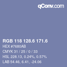 カラーコード: RGB 118 128.6 171.6 | qconv.com