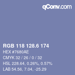 カラーコード: RGB 118 128.6 174 | qconv.com