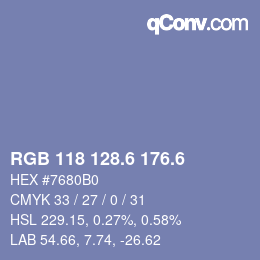 カラーコード: RGB 118 128.6 176.6 | qconv.com