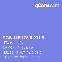カラーコード: RGB 118 128.6 231.6 | qconv.com