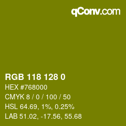 颜色代码: RGB 118 128 0 | qconv.com