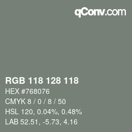 Color code: RGB 118 128 118 | qconv.com