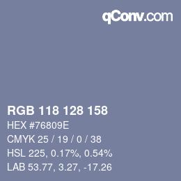 颜色代码: RGB 118 128 158 | qconv.com