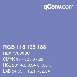 Color code: RGB 118 128 188 | qconv.com