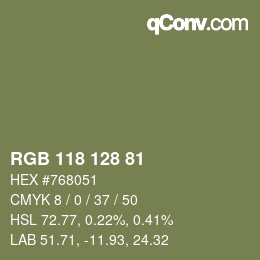 Code couleur: RGB 118 128 81 | qconv.com