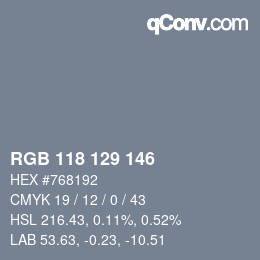 Color code: RGB 118 129 146 | qconv.com