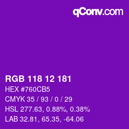 Color code: RGB 118 12 181 | qconv.com