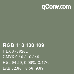 Código de color: RGB 118 130 109 | qconv.com