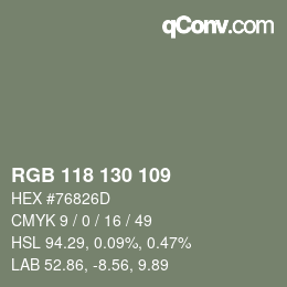 Code couleur: RGB 118 130 109 | qconv.com