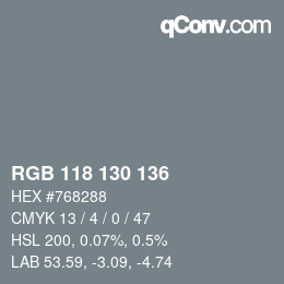 颜色代码: RGB 118 130 136 | qconv.com