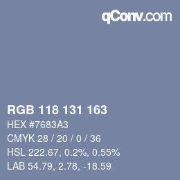 Color code: RGB 118 131 163 | qconv.com