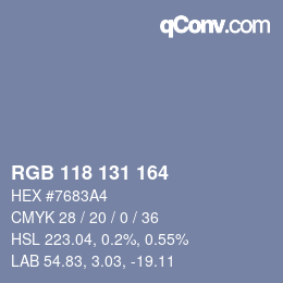 Color code: RGB 118 131 164 | qconv.com